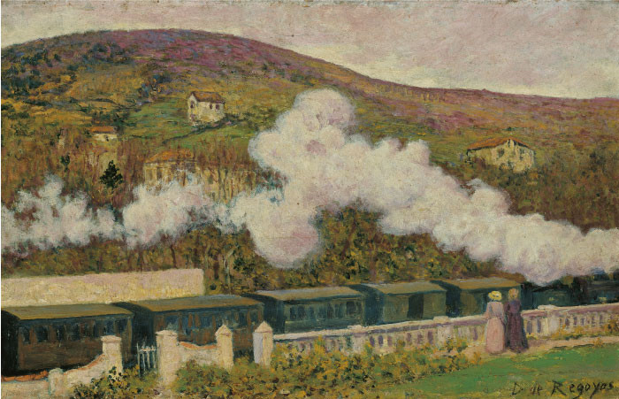 达里奥·雷格尤斯（Dario de Regoyos）油画-《火车经过》，1902年