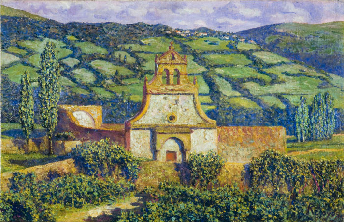 达里奥·雷格尤斯（Dario de Regoyos）油画-奎维多村，托兰佐山谷 