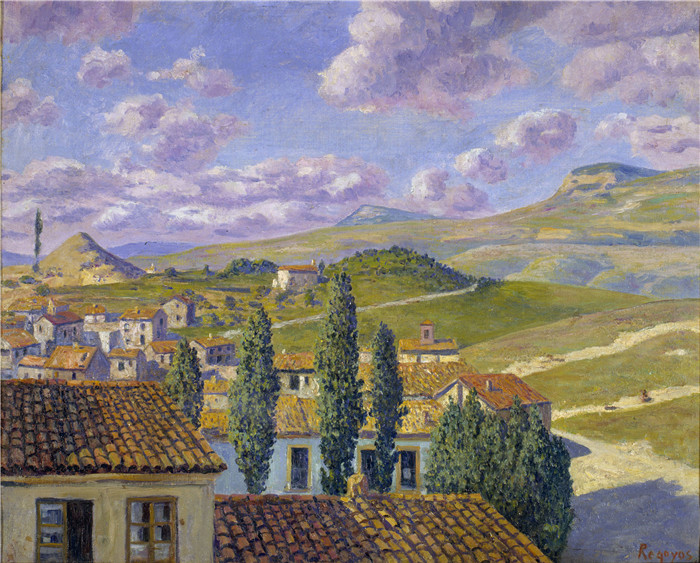 达里奥·雷格尤斯(Dario de Regoyos)油画-Sant Feliu de Torello