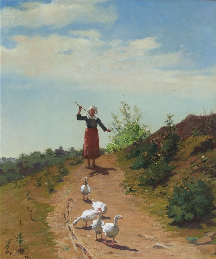 保罗·皮尔（Paul Peel）作品-把羊群带回家（1881）