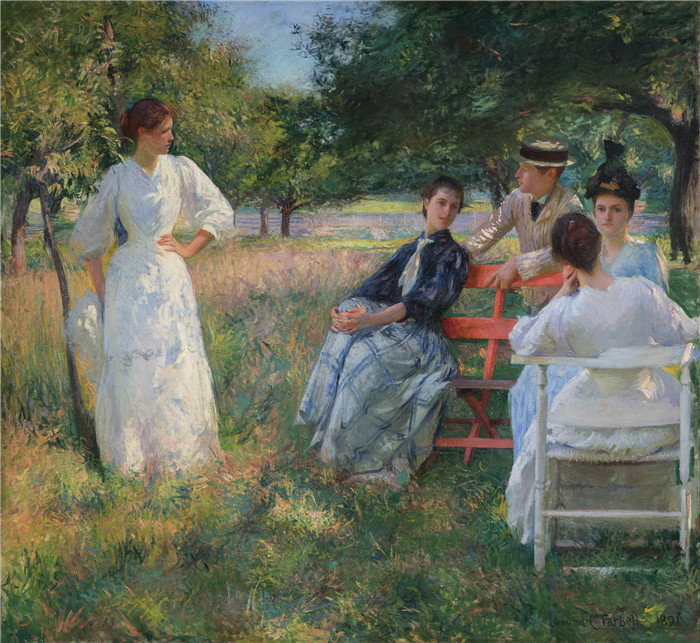 埃德蒙·查尔斯·塔贝尔（Edmund Charles Tarbell）作品-在果园，1891年