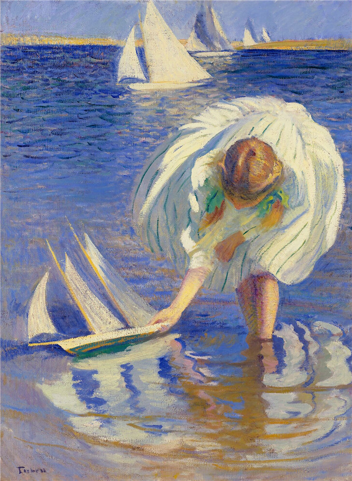 埃德蒙·查尔斯·塔贝尔（Edmund Charles Tarbell）作品-女孩与帆船，1899