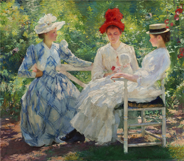 埃德蒙·查尔斯·塔贝尔（Edmund Charles Tarbell）作品-在花园里，1890年