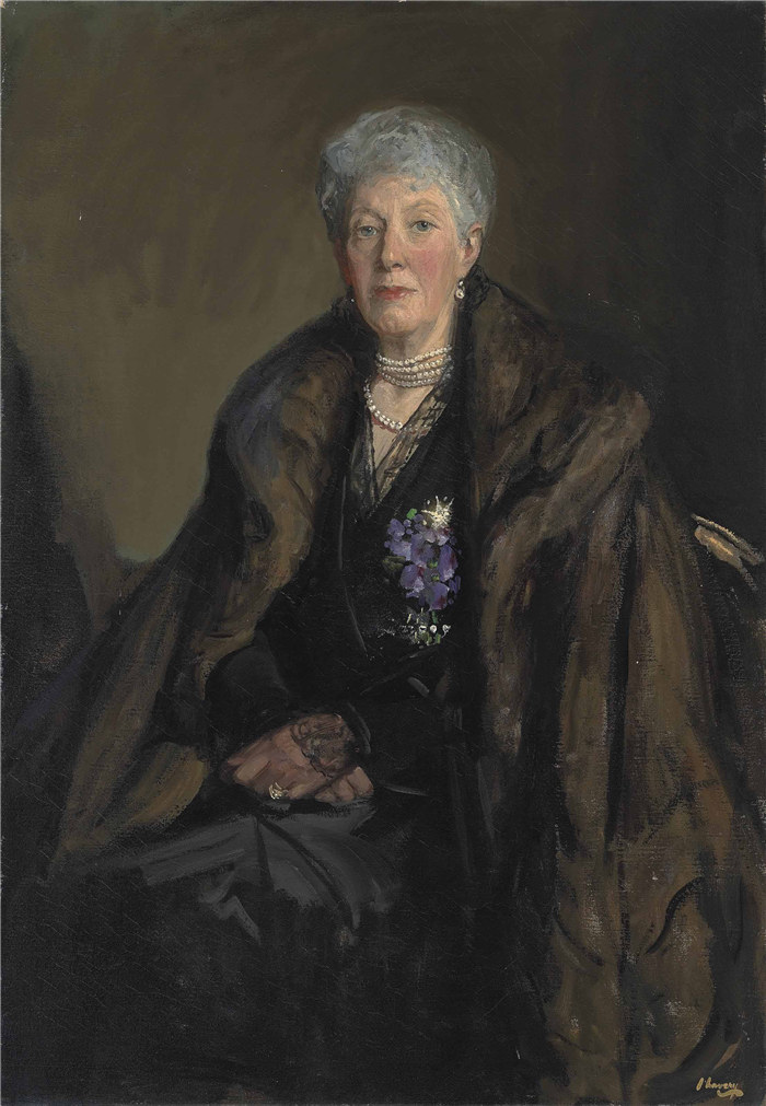 约翰·拉弗里(John Lavery)作品-Portrait of Lady Jackson, 1919