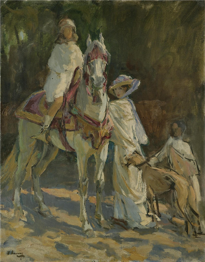 约翰·拉弗里（John Lavery）作品-《在摩洛哥》素描，1912年