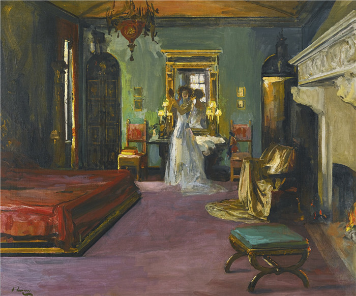 约翰·拉弗里（John Lavery）作品-罗森夫人的卧室