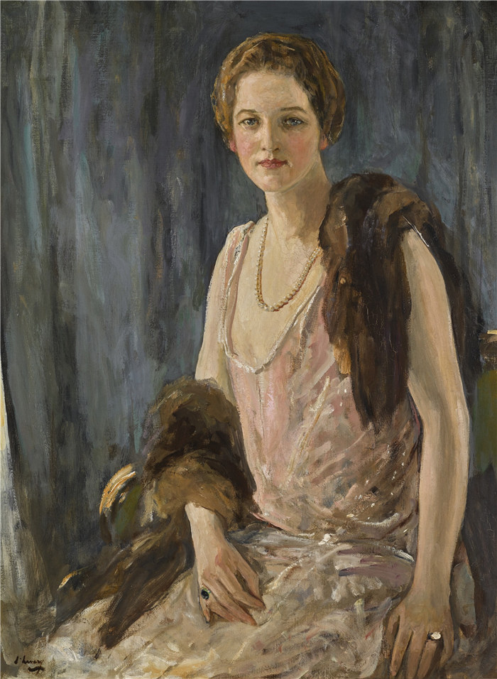 约翰·拉弗里（John Lavery）作品-弗兰克·约瑟夫·法希夫人，1926年