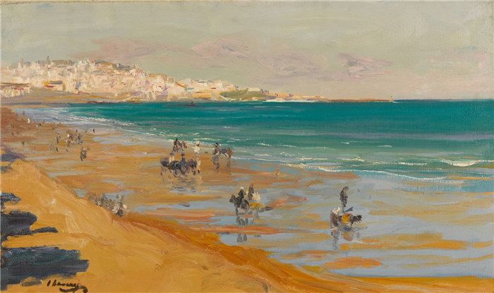 约翰·拉弗里（John Lavery）作品-海滩，丹吉尔，1911年