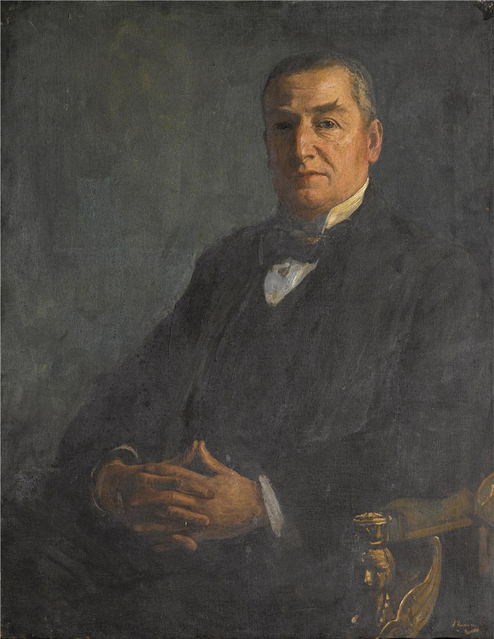 约翰·拉弗里（John Lavery）作品-爱德华·丹尼森·罗斯爵士肖像，1922年