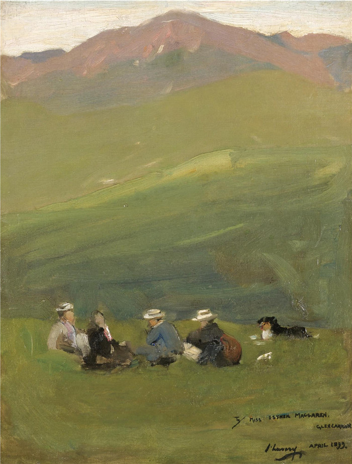 约翰·拉弗里（John Lavery）作品-在格兰卡隆丘陵，1899年