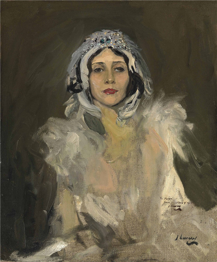 约翰·拉弗里（John Lavery）作品-安娜·帕夫洛娃饰演天鹅（研究），1911年