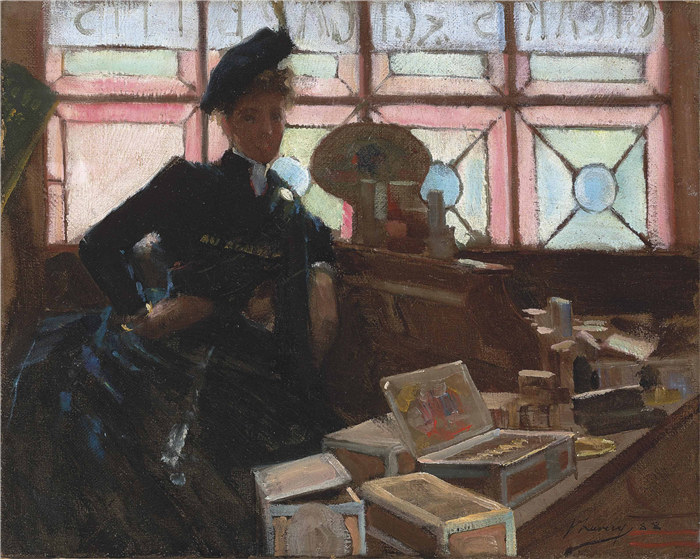约翰·拉弗里（John Lavery）作品-雪茄销售商, 1888