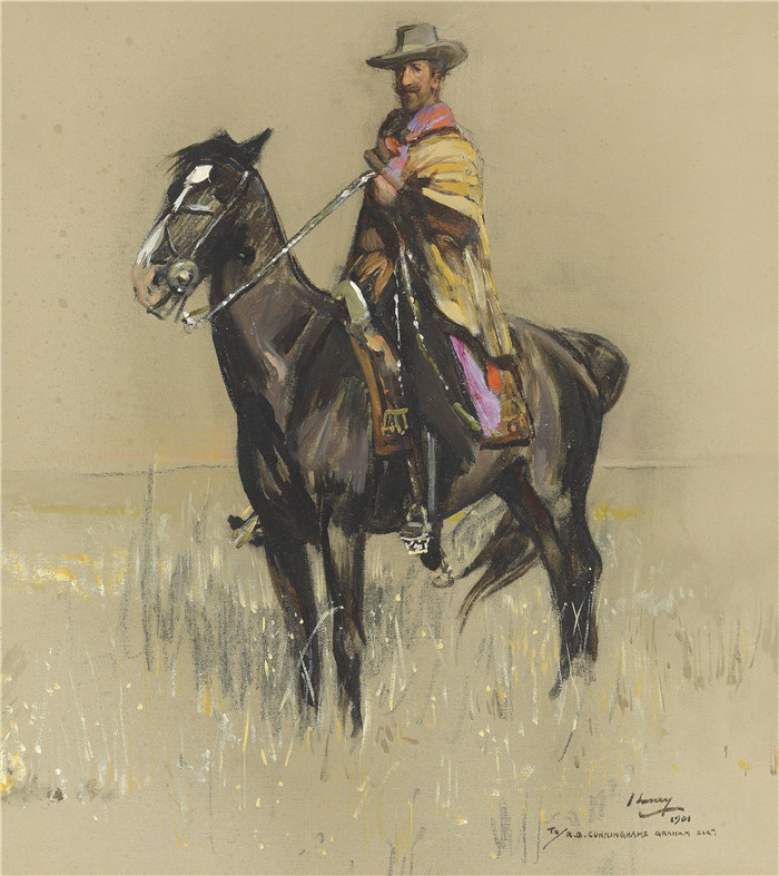 约翰·拉弗里（John Lavery）作品-《唐·罗伯托》罗伯特在潘帕，1901年