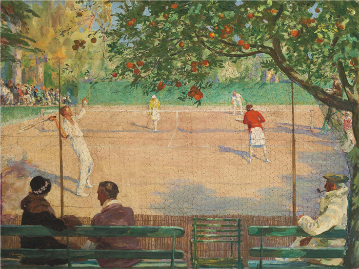 约翰·拉弗里（John Lavery）作品-网球，博酒店，戛纳，1929年