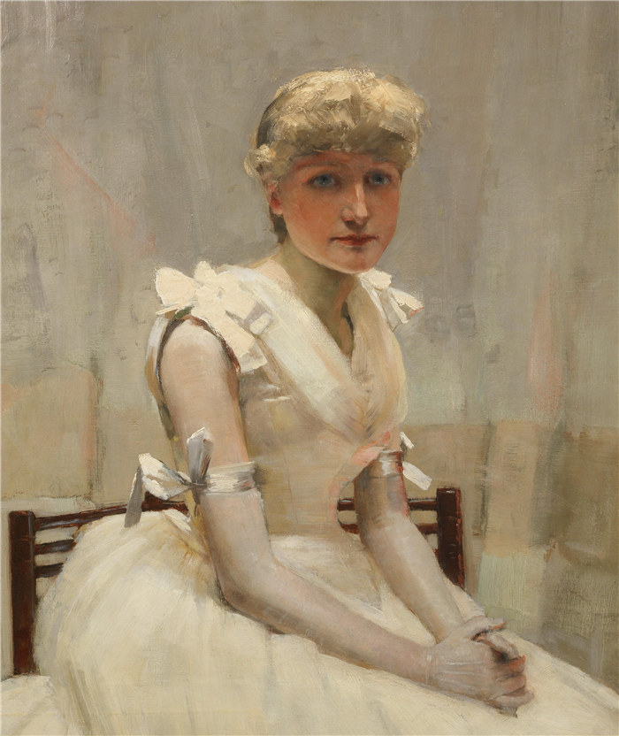 约翰·拉弗里（John Lavery）作品-一位年轻女士的肖像，1886年