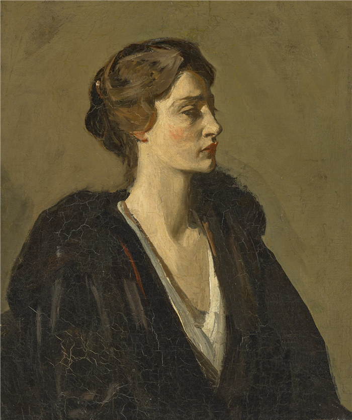 约翰·拉弗里（John Lavery）作品-一位黑衣女士（Gwedline Spencer Churchill女士）