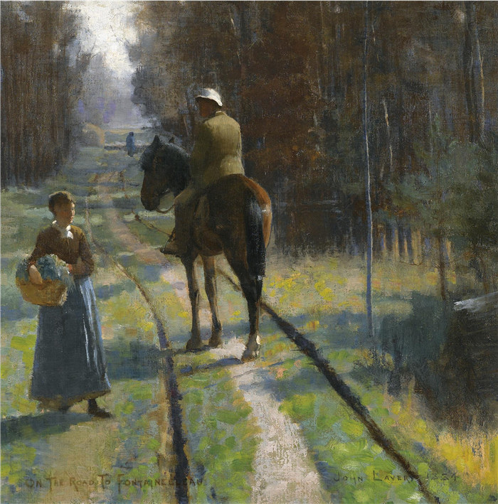 约翰·拉弗里（John Lavery）作品-在通往枫丹白露的路上，1884年