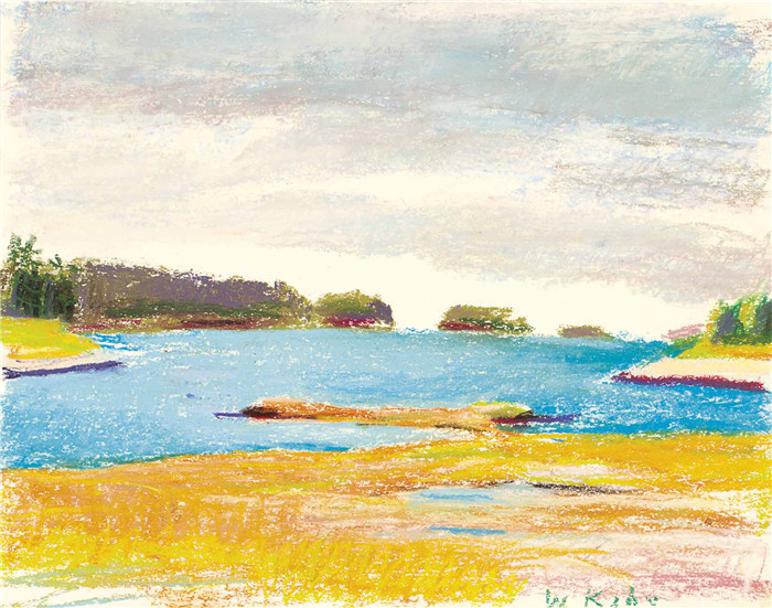 沃尔夫卡恩(Wolf Kahn)高清作品-Sebasco Estates海湾，1992年