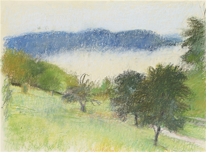 沃尔夫卡恩(Wolf Kahn)高清作品-山谷中的雾，1980年