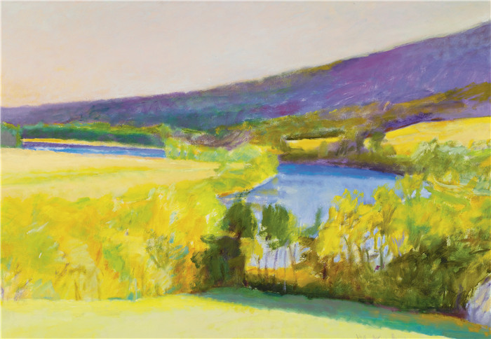 沃尔夫卡恩(Wolf Kahn)高清作品-佛蒙特州温莎附近的康涅狄格河，1991年