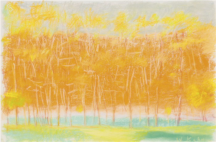 沃尔夫卡恩(Wolf Kahn)高清作品-橙色、灰色和绿色，1995年