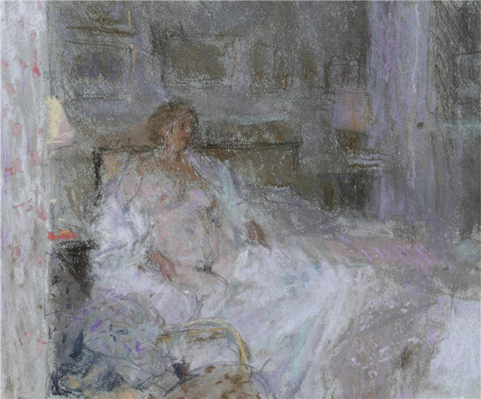 伯纳德·邓斯坦(Bernard Dunstan)作品-裸体躺在床上