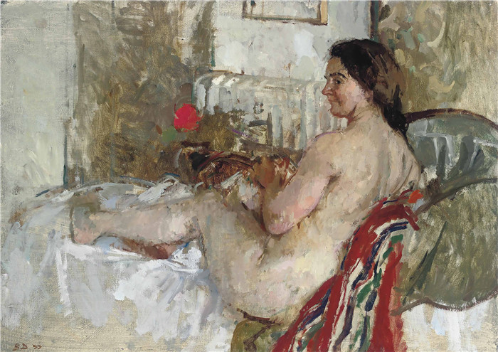 伯纳德·邓斯坦(Bernard Dunstan)作品-裸体躺着