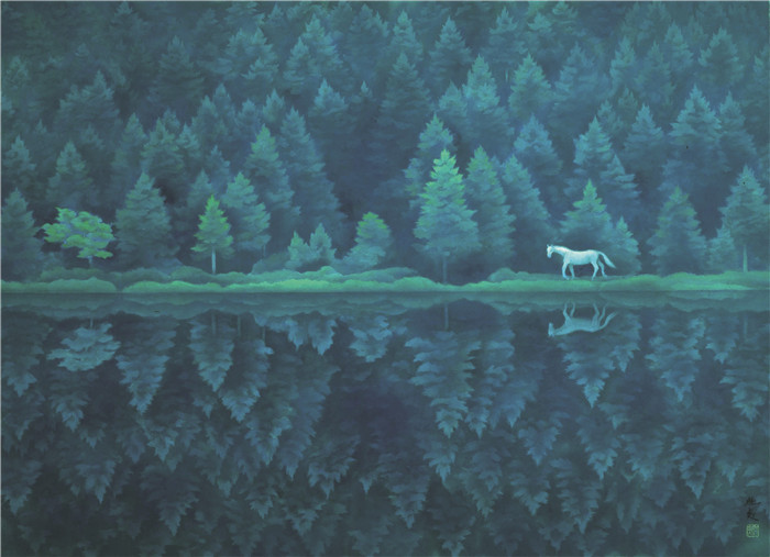 东山魁夷(Kaii Higashiyama)作品-湖边的马 2