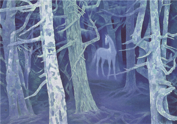 东山魁夷(Kaii Higashiyama)作品-森林里的马