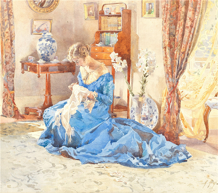 安娜·艾里（Anna Airy）作品-绣花