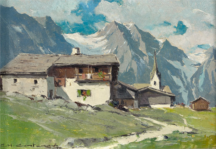 查尔斯·亨利·康坦辛（Charles Henry Contencin）作品-山村