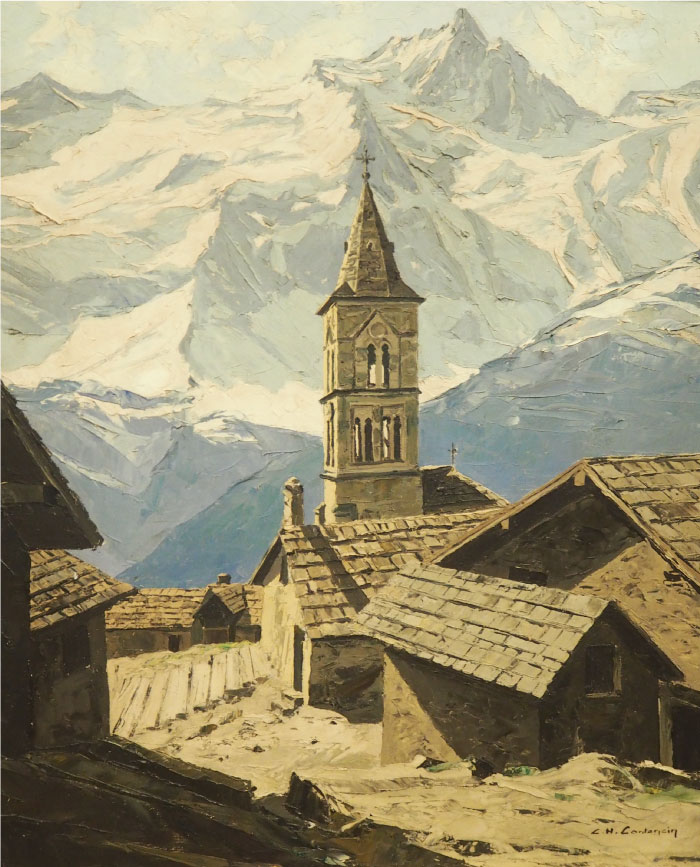 查尔斯·亨利·康坦辛（Charles Henry Contencin）作品-露台和Meije