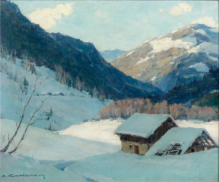 查尔斯·亨利·康坦辛（Charles Henry Contencin）作品-蒙乔伊山谷的冬天