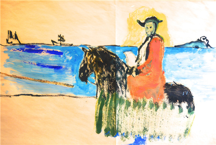 彼得·多伊格（Peter Doig）作品-《马与骑手》，2014年