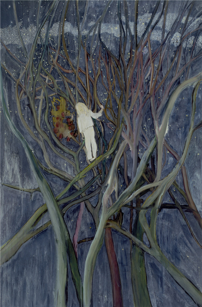 彼得·多伊格（Peter Doig）作品-有树的白衣女孩