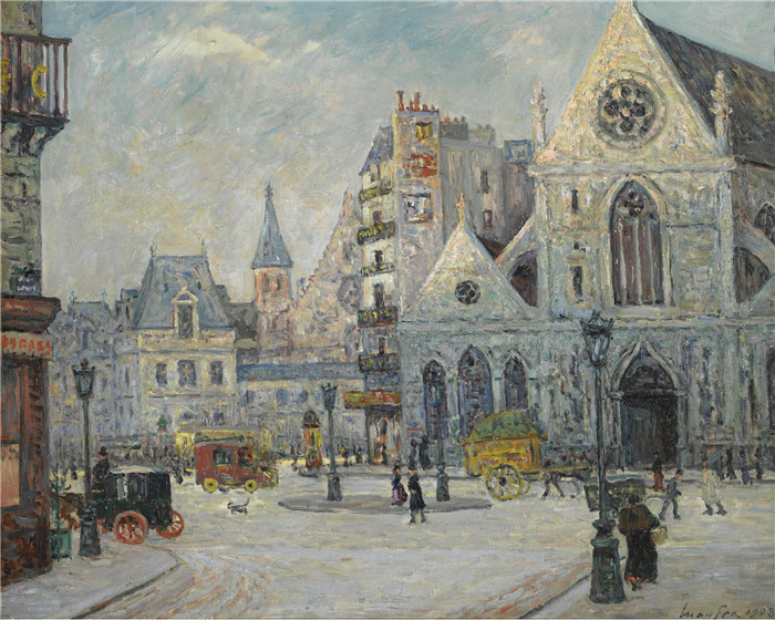 马克西姆·莫夫拉(Maxime Maufra)作品-巴黎圣马丁街圣尼古拉斯·德尚教堂,1908年