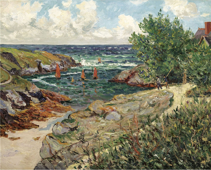 马克西姆·莫夫拉(Maxime Maufra)作品-古尔法尔港,Belle Ile en Mer,1909年