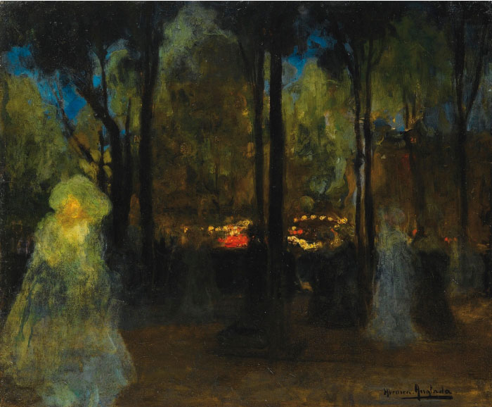 安格拉达·卡马拉萨(Anglada Camarasa)作品-巴黎杜伊勒里花园的步行者