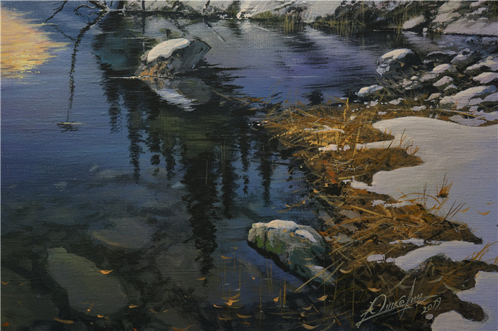 维克多·尤什凯维奇(Viktor Yushkevich)作品-风景高清油画 20 雪融化