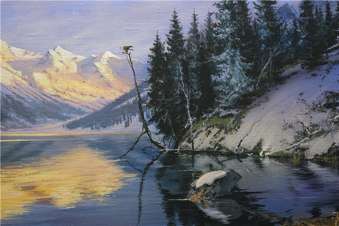 维克多·尤什凯维奇(Viktor Yushkevich)作品-风景高清油画 18 雪山河流