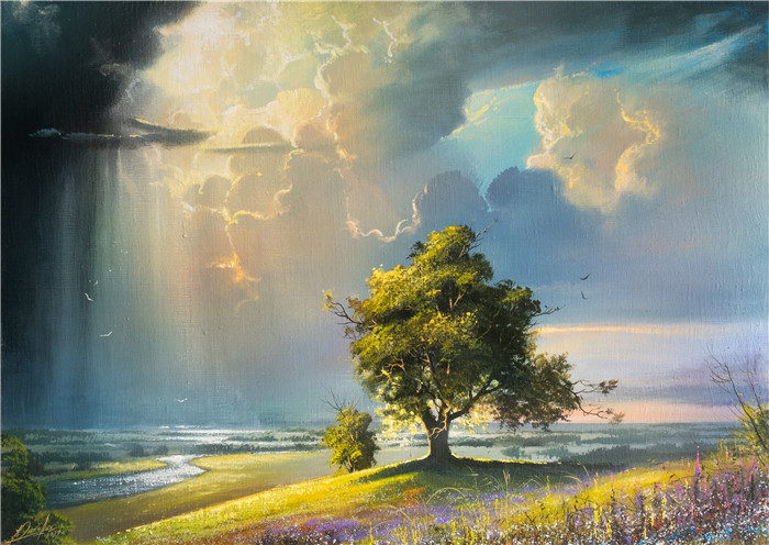 维克多·尤什凯维奇(Viktor Yushkevich)作品-风景高清油画 39 河流阳光