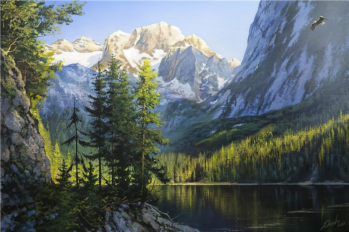 维克多·尤什凯维奇(Viktor Yushkevich)作品-风景高清油画 59 雪山河流