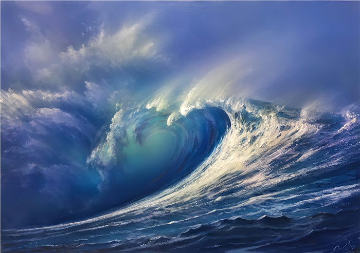 维克多·尤什凯维奇(Viktor Yushkevich)作品-风景高清油画 70 浪花