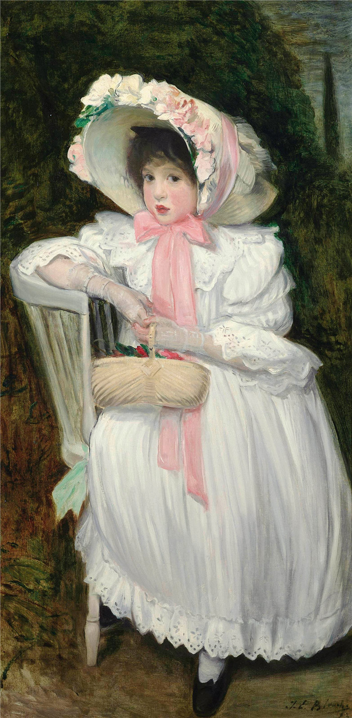 雅克-埃米尔·布兰奇(Jacques-Émile Blanche)高清作品-篮子里的孩子,1892年