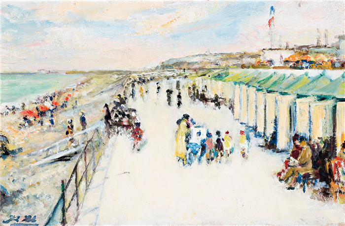 雅克-埃米尔·布兰奇(Jacques-Émile Blanche)高清作品-迪耶普海滩长廊,1937年