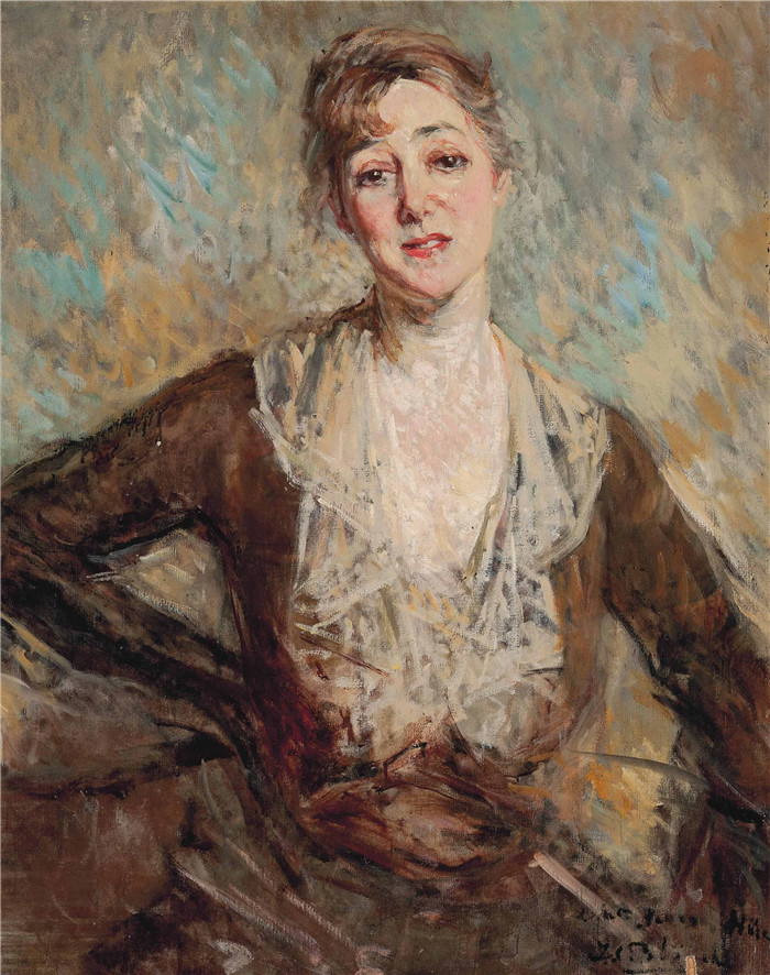 雅克-埃米尔·布兰奇(Jacques-Émile Blanche)高清作品-查尔斯·拉塞尔夫人肖像