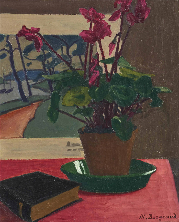 马吕斯·伯格（Marius Borgeaud）高清油画-仙客来，1917