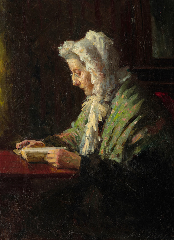 阿博特·富勒·格拉夫(Abbott Fuller Graves)油画-安静的读者