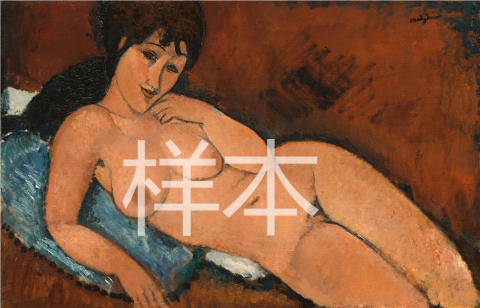 阿米迪奥·莫迪利亚尼(Amedeo Modigliani)-蓝色坐垫上的裸体作品下载