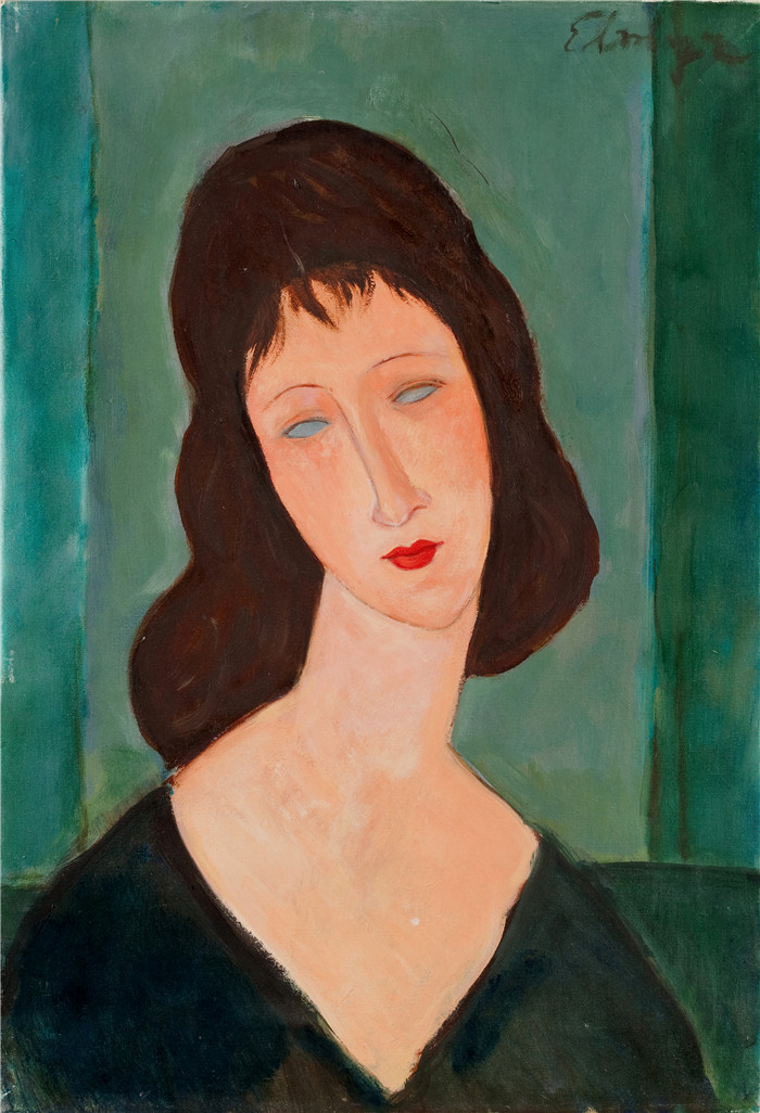 阿米迪奥·莫迪利亚尼(Amedeo Modigliani)油画-穿黑衣服的女子
